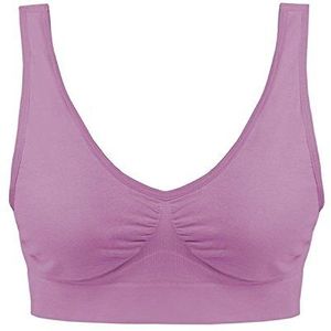 Boolavard ® Comfortabele beha, vrije tijd en sport, sporttop, naadloos, vormbustier, top zonder beugel, Ahh Bra feel-good beha, microvezel, lichtviolet, L