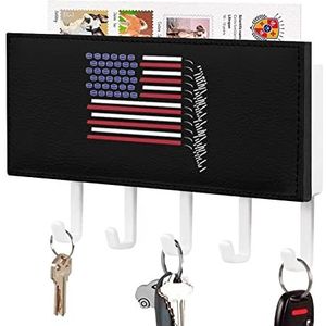 Amerikaanse vlag gemaakt met hockeysticks sleutelhouder voor muur met 5 haken brief kapstok woondecoratie keuken slaapkamer kantoor