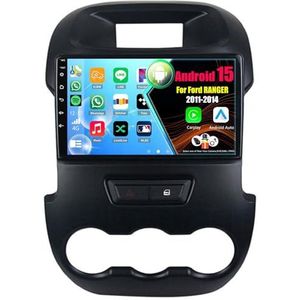 Android 15 2 Din Autoradio 9in Auto Stereo voor Ford RANGER 2011-2014 met Draadloze Carplay Android Auto Bluetooth GPS Navigatie(8Core(6+128GB))