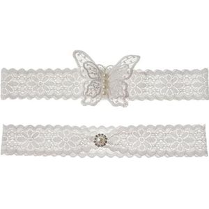 Elegante vlinder bruiloft kousenband set - elastische bruidskousenbanden, 2 stuks rekbare en sierlijke bloemen been accessoire voor bruiden, Eén maat, Polyester, Geen edelsteen