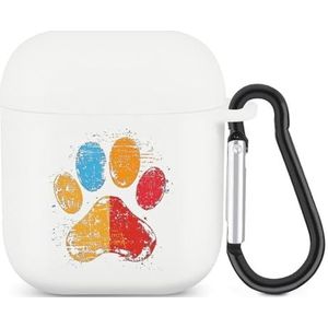 Liefde Pet Puppy Hond Poot Leuke Case voor AirPods 2&1 Schokbestendige Beschermende Hoofdtelefoon Gevallen Cover Met Sleutelhanger voor Mannen Vrouwen
