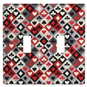ZhaoYuGoods Geruit ruitpatroon print muurplaat, dubbele tuimellichtschakelaar outlet cover 2-voudig 11,4 cm x 11,4 cm, decoratieve pc-voorplaat voor thuis en op kantoor