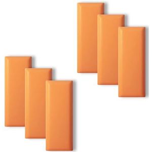 SXEVZOO 3D Anti-Botsing Wand Opvulling 6pcs Schil En Plak Hoofdborden Rechthoekig PU-leer Bekleed Behang Voor Slaapkamer Speelkamer Sportschool (Color : Orange, Size : 20x50cm-6pcs)