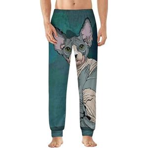 Sphynx Cat pyjamabroek voor heren, zachte loungebroek, lichte slaapbroek