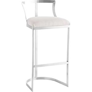 Ontbijt Barkrukken Keuken Metalen Barkrukken Op Hoogte Met Rugleuning, Gestoffeerde Barstoelen, Barkrukken, Hoge Krukken Keuken Barstoelen(Color:Blue,Silver,Size:Sitting Height 75cm)