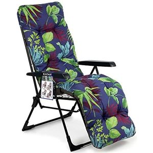 KADAX Tuinstoel met verstelbare rugleuning, relaxstoel van gepoedercoate stalen constructie, i klapstoel met draagvermogen tot 110 kg, ligstoel met kussen (L rechthoekig, violet/groen)