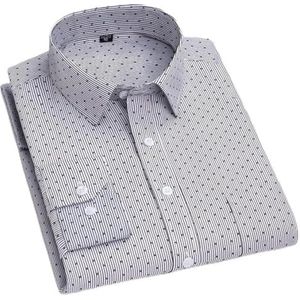 Rfmfkkg Heren bedrukte shirts met lange mouwen zachte zakelijke kantooroverhemden turn-down kraag blouse Sku-65-12 39 maat 165 cm 65 kg