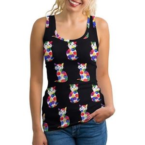 Cat Pattern1 Tanktop voor dames, mouwloos T-shirt, pullover, vest, atletisch, basic shirts, zomer bedrukt