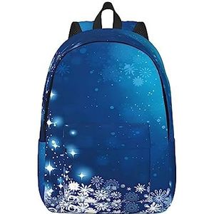 Blauwe Kerst Sneeuwvlok Canvas Grote Capaciteit Duffel Tas met Verstelbare Schouderriemen voor School Outdoor Sport, Zwart, S