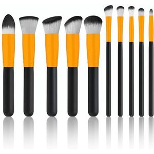 Retoo Make-upkwastenset, 10 stuks, professionele make-upkwastenset, oogkwasten, ideaal voor poeder, crèmige of vloeibare, oogschaduw, eyeliner, gezichtspoeder, zwart
