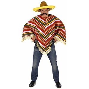 Vegaoo - Mexicaanse Poncho - Multikleur - Polyester - Met Franjes