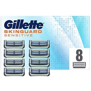 Gillette SkinGuard Sensitive Scheermesjes (8 Stuks) Voor Mannen, Klinisch Getest Voor De Gevoelige Huid, 3 Mesjes, Navulmesjes, Past In Brievenbus
