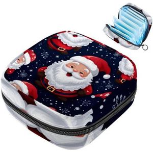MUOOUM Merry Christmas Santa Claus Maandverband Opbergtas Draagbare Menstruatie Tas voor Vrouwen Tiener Meisjes Menstruatie Cup Pouch Nursing Pad Houder