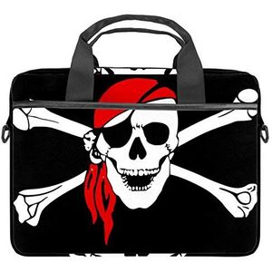 EZIOLY Piraat Grappige Schedel Laptop Schouder Messenger Bag Crossbody Aktetas Messenger Sleeve voor 13 13.3 14 Inch Laptop Notebook Tablet Beschermen Tote Bag Case, Meerkleurig, 11x14.5x1.2in /28x36.8x3 cm