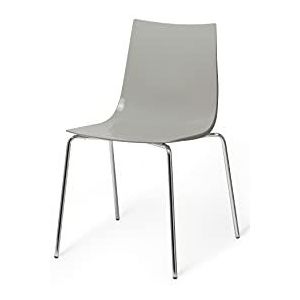 Set van 4 stoelen Slim by Sintesi, behuizing van grijs polypropyleen, frame van verchroomd metaal, vervaardigd in Italië (grijs/chroom, 4)