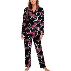 Nursing Is A Work Of Heart Pyjama Sets Met Lange Mouwen Voor Vrouwen Klassieke Nachtkleding Nachtkleding Zachte Pjs Lounge Sets