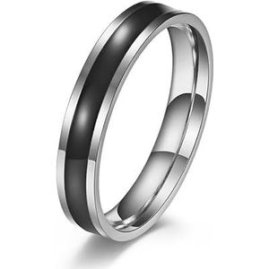 Ins eenvoudige fortitanium staal zwart en wit rubber unisex paar ringen Europese en Amerikaanse mannen en vrouwen bruiloft verlovingsvoorstel hand sieraden (Color : Steel-colored vinyl, Size : 9#)