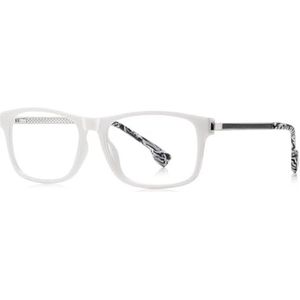 moomoobird Retro Bril Mannelijke Ultralight TR90 Frame Metaal Vierkante Bril Frame voor Mannen, Wit met helder