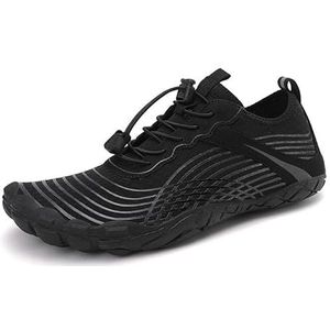 Orgonite Unisex blotevoetenschoenen voor dames en heren, sneldrogende trailschoenen, ademend, fitnessschoenen, zacht, licht, badschoenen met antislipzool en brede teenbox, A021 Zwart, 38 EU