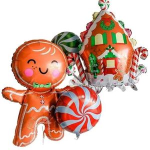 Vrolijke Kerstballonnen Herten Rood Groen Snoep Lollipop Kerstballen 2024 Gelukkig Nieuwjaar Festival Feestdecoratie Opblazen -mix4pcs-als afbeelding