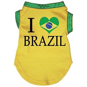 Petitebelle I Love Brazilië gele puppy hond katoenen shirt, XX-Large, Geel