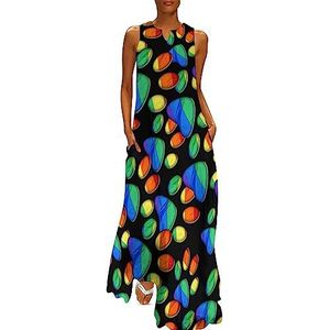 Bear Footprint met regenboogvlag dames enkellengte jurk slim fit mouwloze maxi-jurk casual zonnejurk S