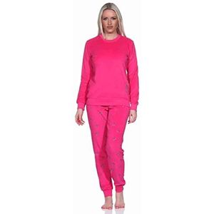 Badstof pyjama voor dames, lange mouwen, pyjama met manchetten, ook in grote maten, roze, 44/46