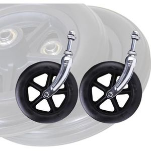 Vervangende voorwielen voor rolstoelen, 2 stuks PVC vervangende rolstoelwielen met stalen vork, veelkleurig, 6 inch, 7 inch, 8 inch(Black,20cm(8inches))