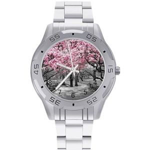 Roze En Grijs Canvas Wall Art Mannen Zakelijke Horloges Legering Analoge Quartz Horloge Mode Horloges