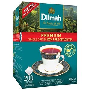 Dilmah Premium Single Origin, 100% pure Ceylon-thee, 200 theezakjes, zonder toevoegingen, ethisch geteeld en verpakt in Sri Lanka