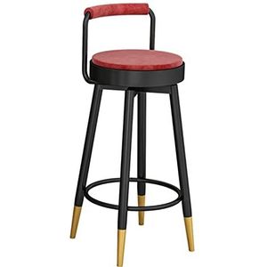 Barkrukken hoge stoelen voor keukenbar, toonhoogte, metalen eiland barkruk met rugleuning, ergonomisch gestoffeerde stoel, keukeneiland, woonkamer, eetkamer, (rood en grijs