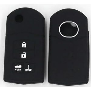 QWLEYCHN Siliconen autosleutelbehuizing met 4 knoppen, voor Mazda 3 6 MX-5 Miata 2010 2011 2012 Opvouwbare afstandsbediening Bescherm Shell