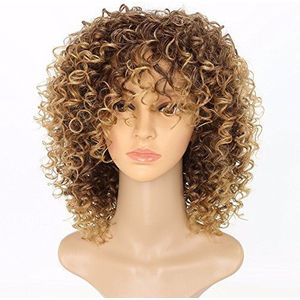 Short Brown and Blonde Curly Wigs Afro Kinky Curly Wigs Short Synthetic Hair for Black Women