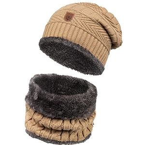 INDICODE Heren Siracusa SET Hat & Scarf | Winter set muts & sjaal Beige One Size