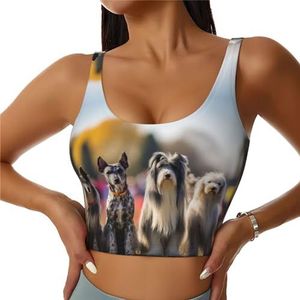 ZXERTG Hondenshow atletische tanktops, hoge ondersteuning, ideaal voor high-impact trainingen, yoga en hardlopen, Zwart, S