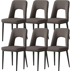 GEIRONV Moderne eetkamerstoelen set van 6, koolstofstalen poten kantoor lounge keuken slaapkamer stoelen gestoffeerde vrije tijd bijzetstoelen Eetstoelen (Color : Dark gray, Size : 40x48x85cm)