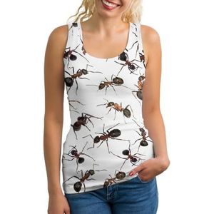 Leuke levendige mieren dier vrouwen tank top mouwloos T-shirt pullover vest atletische basic shirts zomer bedrukt