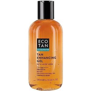 EcoTan Accelerator Gel voor het Bruinen van Gezicht en Lichaam 200ml, Optimaliseert Natuurlijke Bruining, voor Bruinen Binnen en Buiten, kan Worden Gebruikt met Zonnebanken