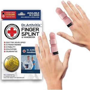 Dr. Arthritis vingerspalk met padding, triggerfinger - brace met spalk, rechttrekken & steunen wijs-/midden-/ring- vinger & pink (Roze, S/M, 2 stuks)