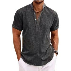 UBOHUZ Herenshirt met korte mouwen, tie-dyed, casual, strand, korte mouwen, modieus, effen kleur, top, T-shirt, straat korte mouwen voor vrije tijd, Donkergrijs, 3XL