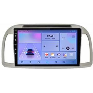 Dubbel Din Auto Stereo Compatibel Met Apple Carplay Android Auto Voor Nissan March 3 K12 2002-2010 Plug En Play AM/FM Autoradio Back-up Camera, Stuurbediening, Spiegel Link(NF-3 4G WIFI 2G+32G)