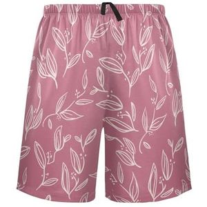 LI ZHI XIN Herenpyjamabroek, korte pyjamabroek, zomer casual shorts, elastische tailleband met trekkoord, rechte losse pasvorm met 2 zakken, S-XXL herfstbladpatroon, Meerkleurig, S