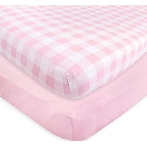 Touched by Nature Unisex Baby en peuter biologisch katoenen wieglaken, plaid effen lichtroze, eenheidsmaat