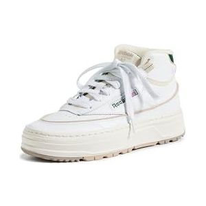 Reebok Club C Double Geo Mid sneakers voor dames, Krijt Wit Donkergroen, 40 EU