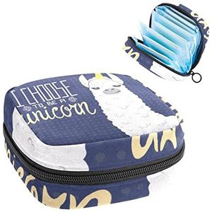 Periode Pouch, Draagbare Tampon Opbergtas voor Maandverband, Ik Kies Om Een Eenhoorn Grappige Alpaca Te Zijn, Meerkleurig, 4.7x6.6x6.6 in/12x17x17 cm