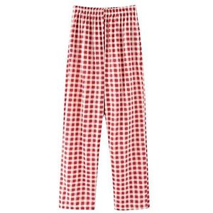 MAGREAT Dames pyjama bodems, Casual losse Daisy Print Lounge broek met zakken Unisex Check Pjs broek Plus Size M-XXXXL - rood - L