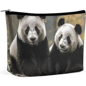 HEBVNJF De Zak Draagbare Kosmetische Zak van de reismake-up Twee de Opbergzak van de Giraffen Make-up voor, Twee grote Panda's, Eén maat