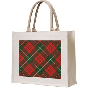 YWSOTRE Kerst Schotse Tartan, Tote Bag Canvas Tas Winkelen Handtas Boodschappen Tassen, Multifunctionele Schoudertassen, zoals afgebeeld, Eén maat