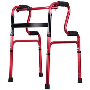 KRXSOBNV, Ouderen, ss Lichtgewicht stalen buis Opklapbaar met vier wielen en gevoerde zitting Draagmand Loophulpmiddel Verlang naar ，Looprek(Red)