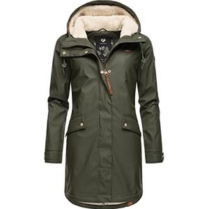 Ragwear Tinsley Winterjas voor dames, lange regenjas, waterdicht, warm gevoerd, met capuchon, XS-XXL, dark olive, S